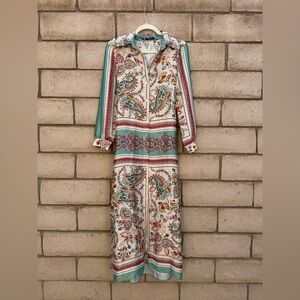 Zara Multicolor Paisley Long Sleeve Dress